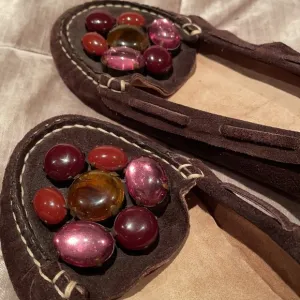 Miu MIU Suede Gemstone Bedazzled Shoes