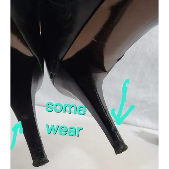 Miu Miu Womens Black Leather Upper Pump Shoes High Heels Side Zip Size 37.5
