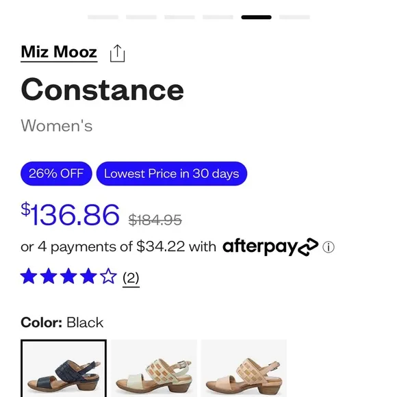 Miz Mooz Constance Black Leather Sandals