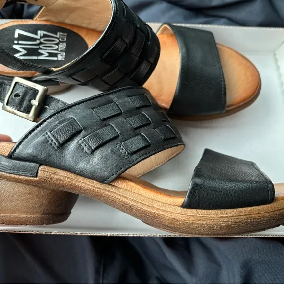 Miz Mooz Constance Black Leather Sandals