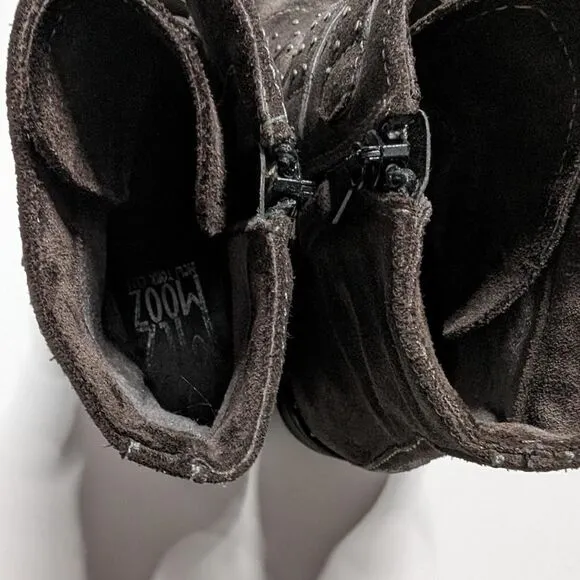 Miz Mooz Edgy Shoe Ankle Boots Buckle Brown Size 38