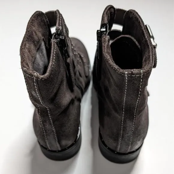 Miz Mooz Edgy Shoe Ankle Boots Buckle Brown Size 38