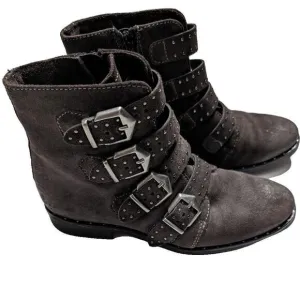 Miz Mooz Edgy Shoe Ankle Boots Buckle Brown Size 38
