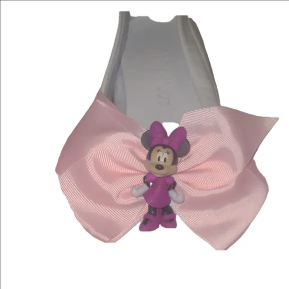 Miz Mooz Minnie Mouse  White Flats Pink Grosgrain Bow w 8.5-9 or m 6 Leather