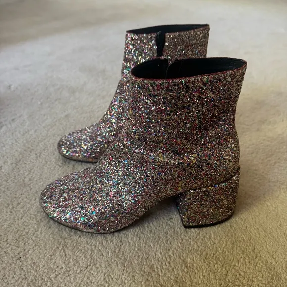 MM6 Maison Margeila Glitter Ankle Boots - Multicolor Sparkle, Size 39
