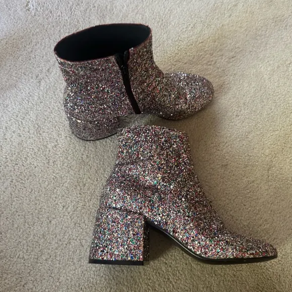MM6 Maison Margeila Glitter Ankle Boots - Multicolor Sparkle, Size 39
