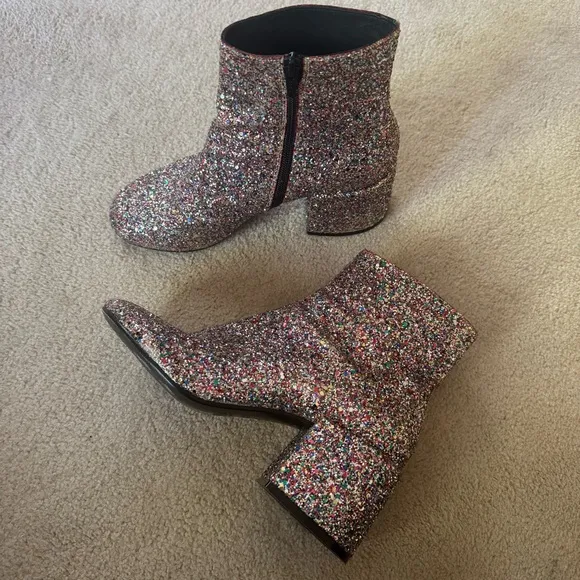 MM6 Maison Margeila Glitter Ankle Boots - Multicolor Sparkle, Size 39