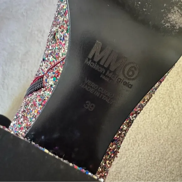 MM6 Maison Margeila Glitter Ankle Boots - Multicolor Sparkle, Size 39