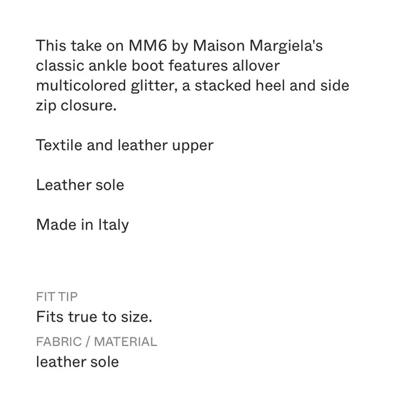 MM6 Maison Margeila Glitter Ankle Boots - Multicolor Sparkle, Size 39