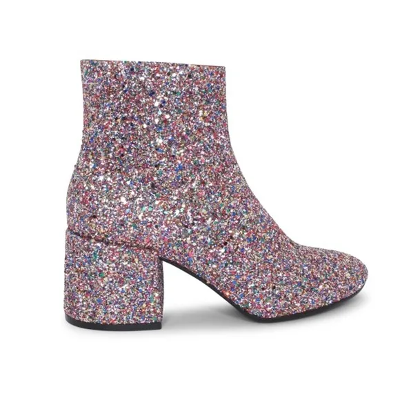 MM6 Maison Margeila Glitter Ankle Boots - Multicolor Sparkle, Size 39