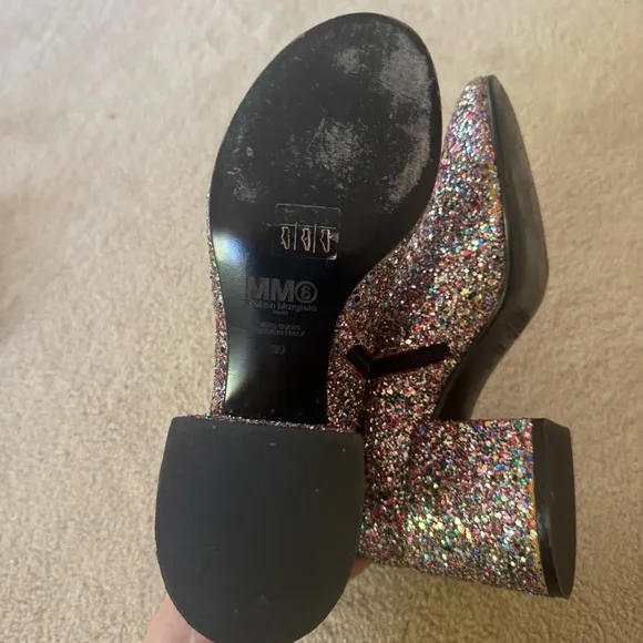 MM6 Maison Margeila Glitter Ankle Boots - Multicolor Sparkle, Size 39