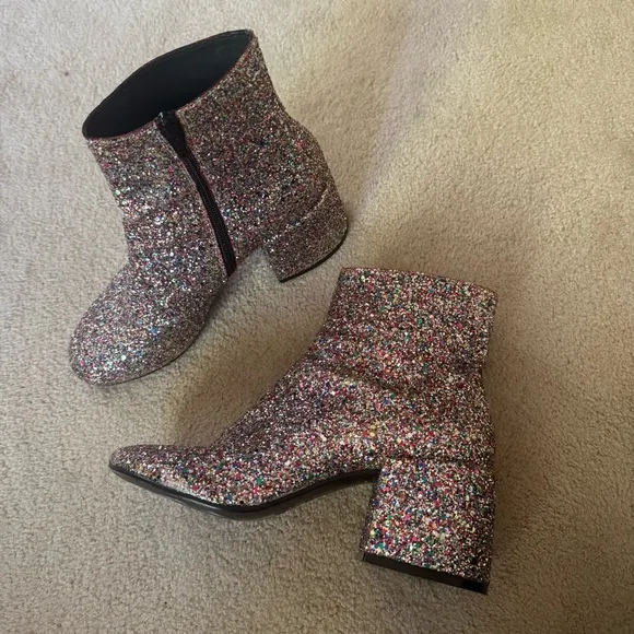 MM6 Maison Margeila Glitter Ankle Boots - Multicolor Sparkle, Size 39