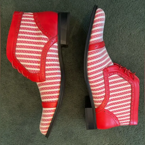 Montique S-1982 Mens Red Striped Ankle Boots Size 13
