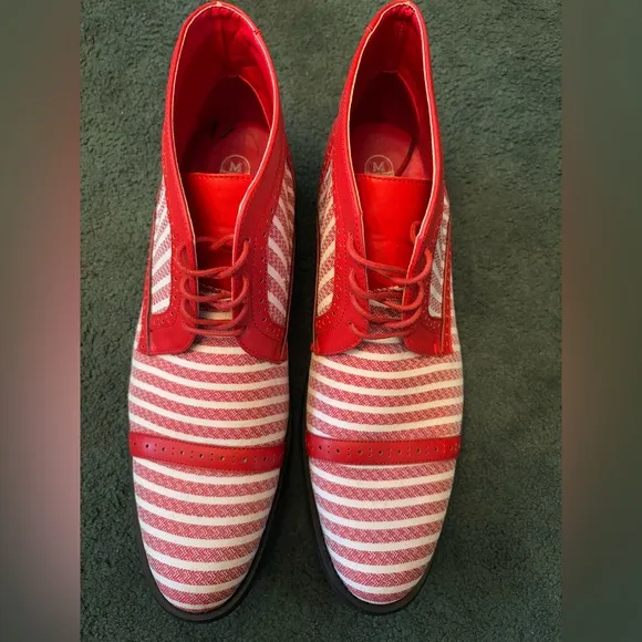 Montique S-1982 Mens Red Striped Ankle Boots Size 13