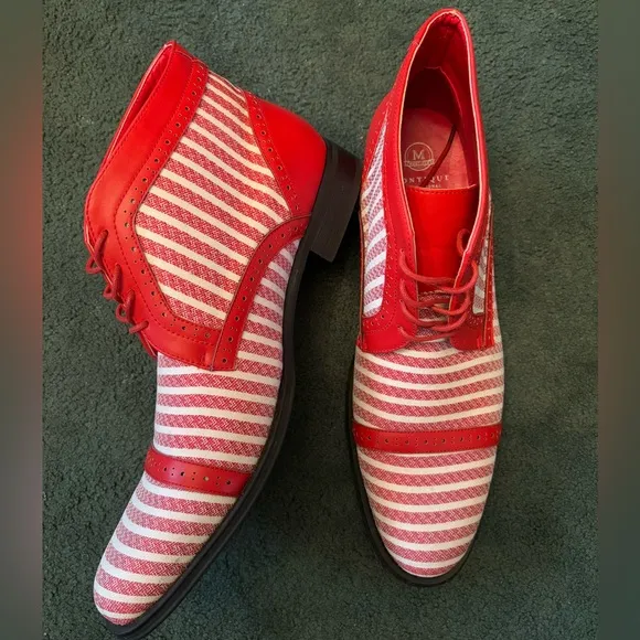 Montique S-1982 Mens Red Striped Ankle Boots Size 13