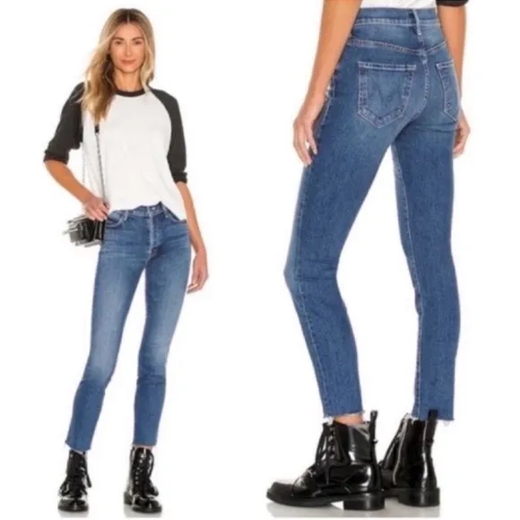 MOTHER Stunner Fray Jeans in SO LONG SIZE 24 Raw Hem Button Fly