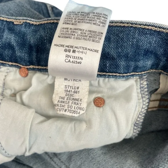 MOTHER Stunner Fray Jeans in SO LONG SIZE 24 Raw Hem Button Fly