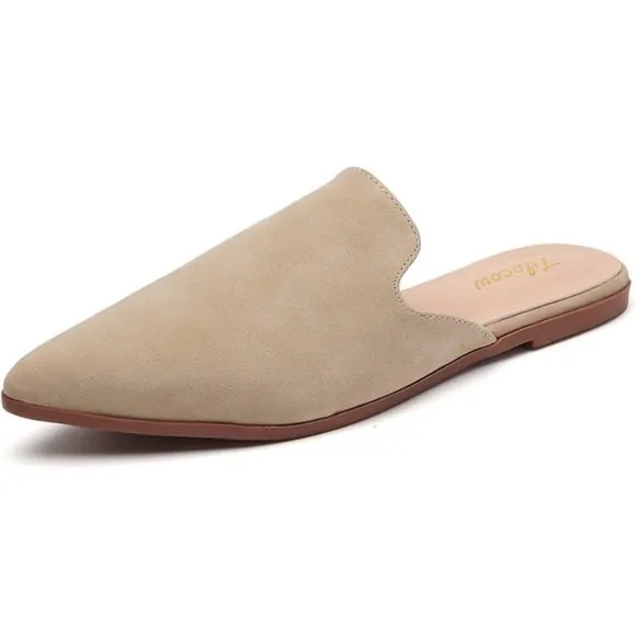 Mules for Women Flats Slip Loafer Shoes, Tan