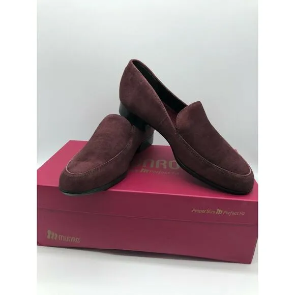 Munro Harrison Red Wine Suede Loafer Women's Shoes Size 8 $199🛒