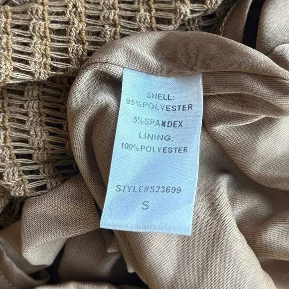 Mustard Seed Womens Tan Knit Midi Crochet Knit Dress - Size Small
