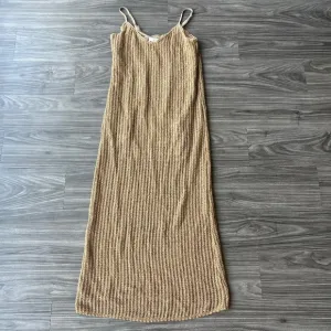 Mustard Seed Womens Tan Knit Midi Crochet Knit Dress - Size Small