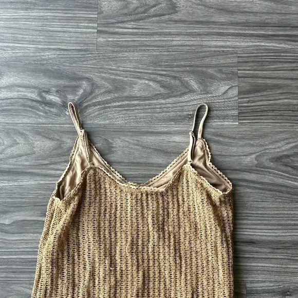 Mustard Seed Womens Tan Knit Midi Crochet Knit Dress - Size Small