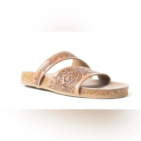 Myra Bag Brown Embossed Sandals women’s size 7 NWT