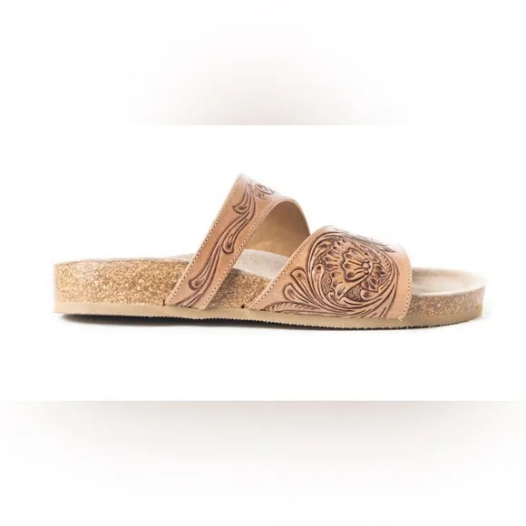 Myra Bag Brown Embossed Sandals women’s size 7 NWT