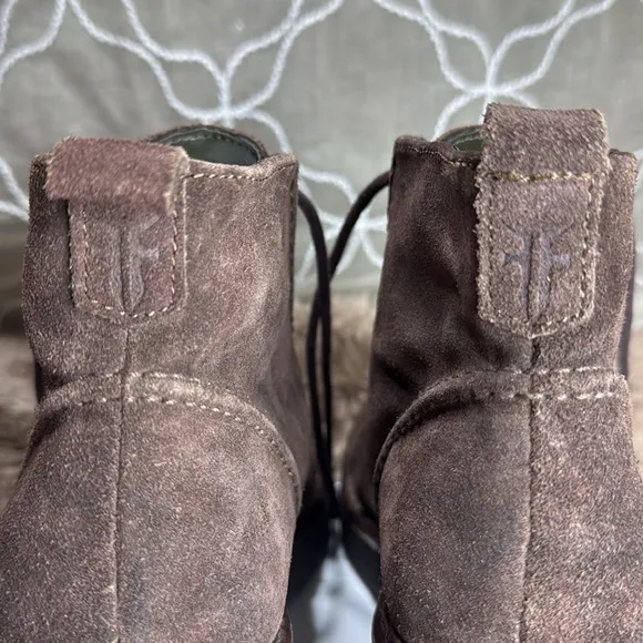 (N6) FRYE Women's Avenger Brown Suede Leather Lace Up Ankle Vintage Boots Sz 9.5