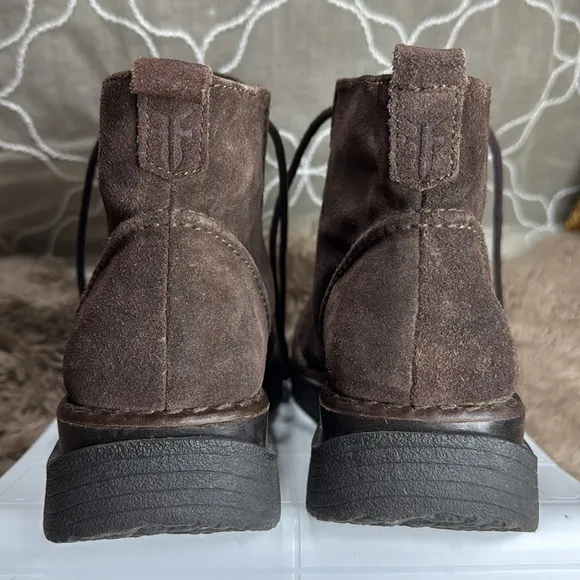 (N6) FRYE Women's Avenger Brown Suede Leather Lace Up Ankle Vintage Boots Sz 9.5