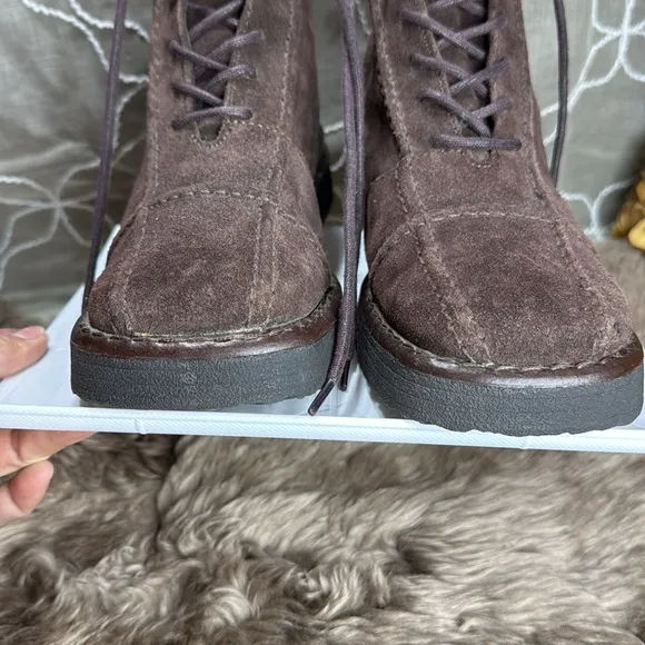 (N6) FRYE Women's Avenger Brown Suede Leather Lace Up Ankle Vintage Boots Sz 9.5