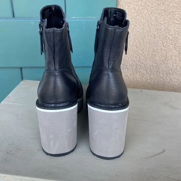 NAKED FEET AVAIL black leather wedge ankle boot. Size 8.5