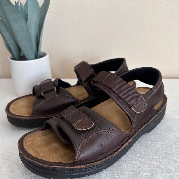 NAOT Brown Leather Adjustable Casual Sandals Men’s EU45 US12