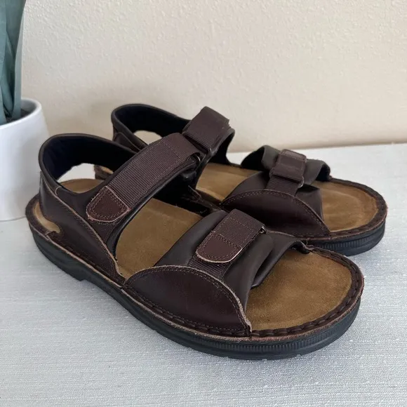 NAOT Brown Leather Adjustable Casual Sandals Men’s EU45 US12