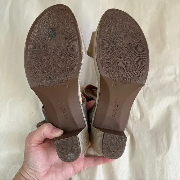 Naot Intact Sandal Women's 7.5 (38) Adjustable Leather Straps Heel Comfort Beige