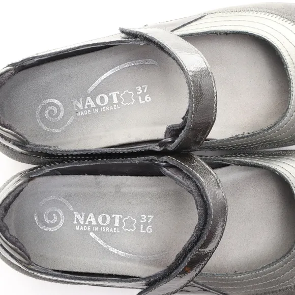 Naot Kirei Suede Leather Mary Jane Flats Loafer Sneaker Women EU 37 Gray/Black
