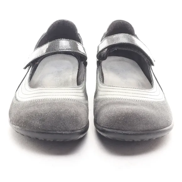 Naot Kirei Suede Leather Mary Jane Flats Loafer Sneaker Women EU 37 Gray/Black