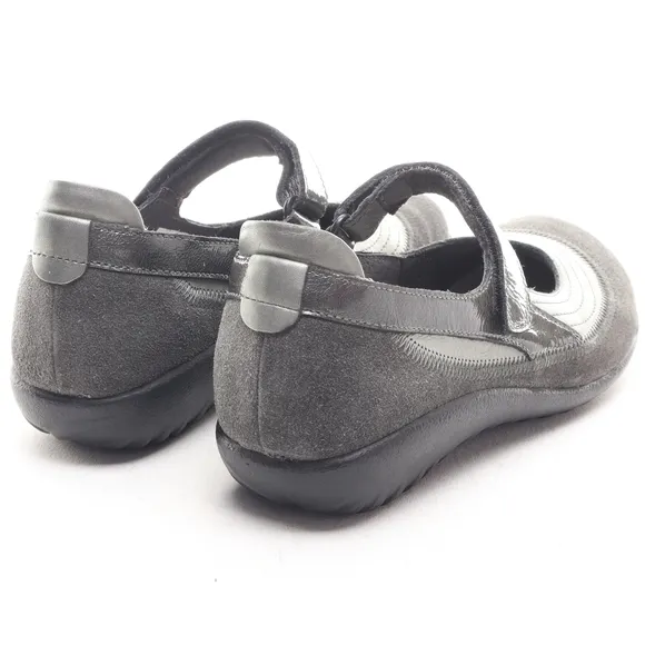 Naot Kirei Suede Leather Mary Jane Flats Loafer Sneaker Women EU 37 Gray/Black