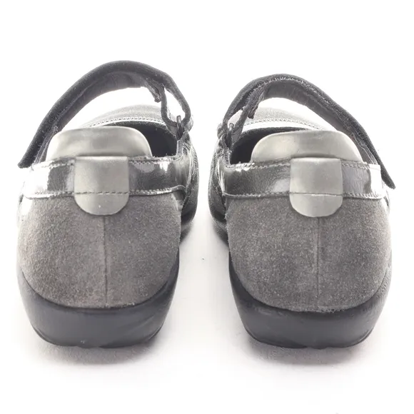 Naot Kirei Suede Leather Mary Jane Flats Loafer Sneaker Women EU 37 Gray/Black