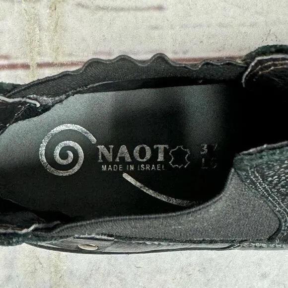 Naot Konini Ankle Boot Black Raven Crackle Leather Shoe Women's Size 37 / 6 US