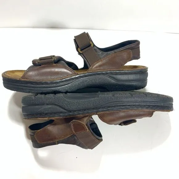 Naot Men Size 43 (US 10/10.5) Walnut Leather Comfort Sandals Hook Loop