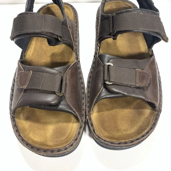 Naot Men Size 43 (US 10/10.5) Walnut Leather Comfort Sandals Hook Loop