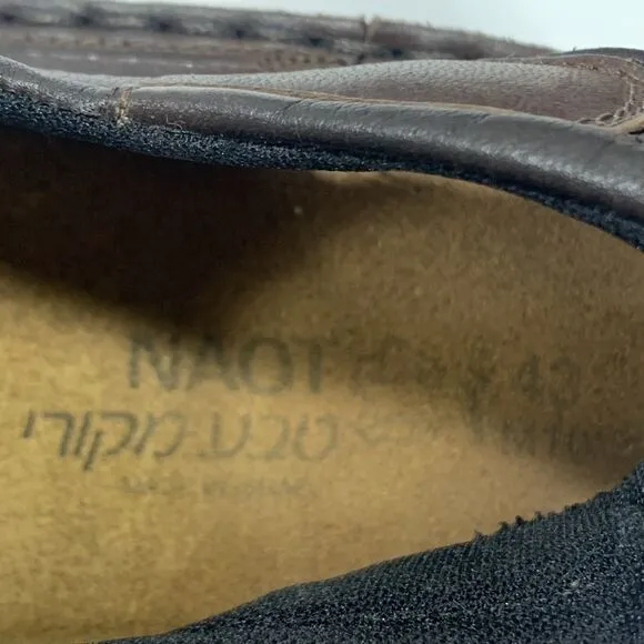 Naot Men Size 43 (US 10/10.5) Walnut Leather Comfort Sandals Hook Loop