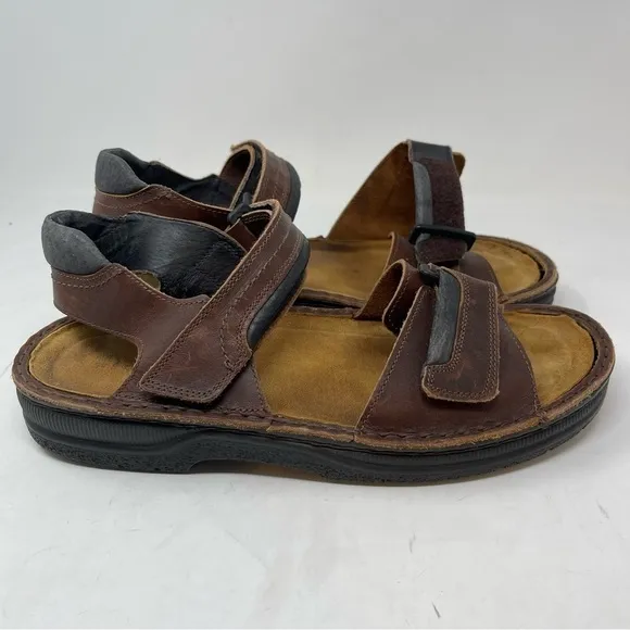 NAOT Men’s Brown Buffalo LAPLAND Leather Comfort Sandals Removable Footbed Sz 12
