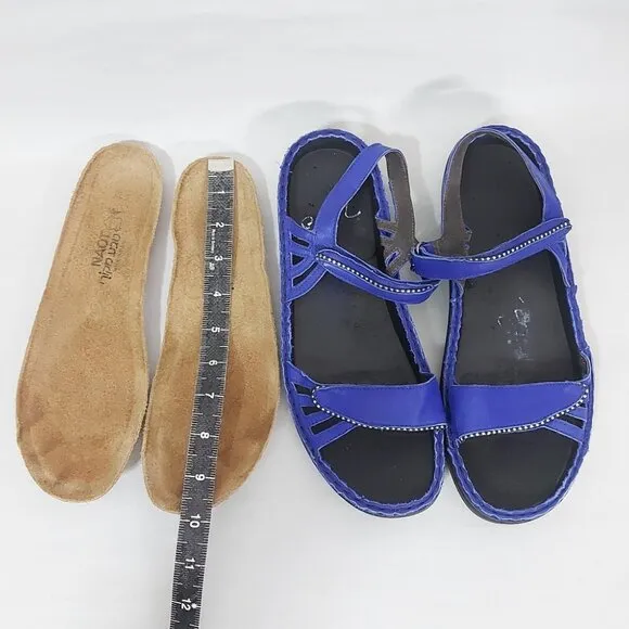 Naot Women Sandals Size 39 EU Blue Leather Comfort Elegant Cork Platform Shoes