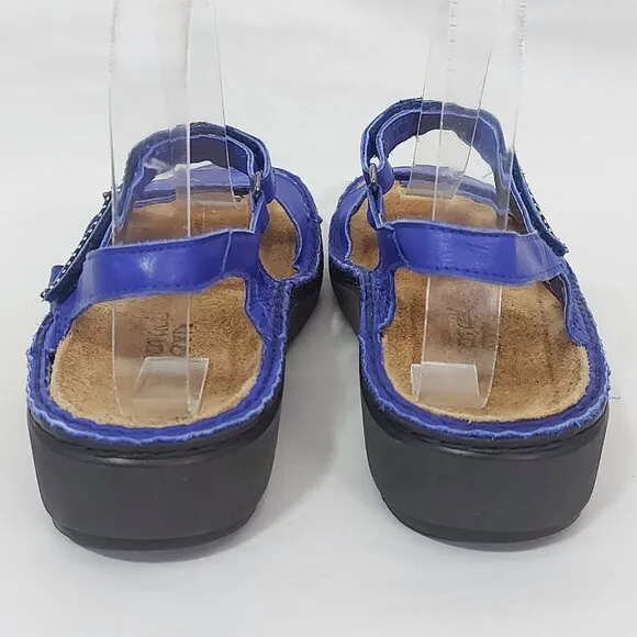 Naot Women Sandals Size 39 EU Blue Leather Comfort Elegant Cork Platform Shoes