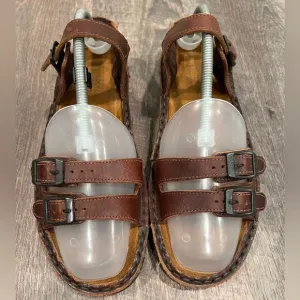 NAOT Brown Leather Buckle Sandals