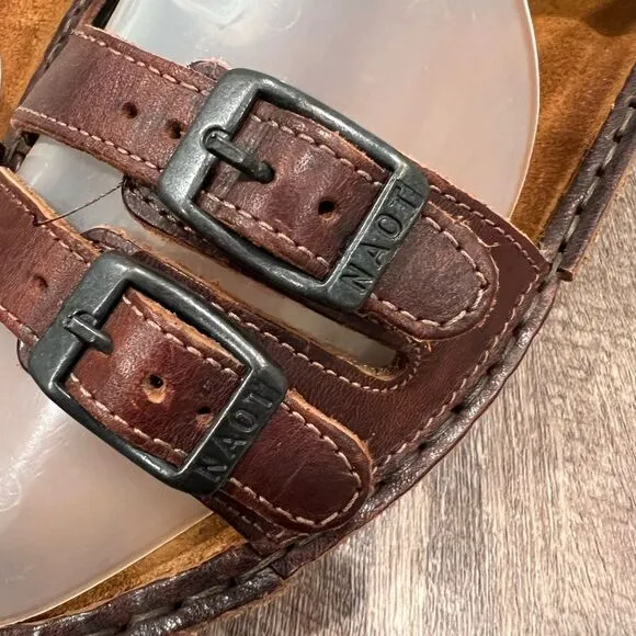 NAOT Brown Leather Buckle Sandals