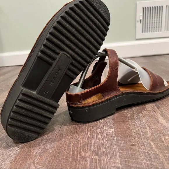 NAOT Brown Leather Buckle Sandals