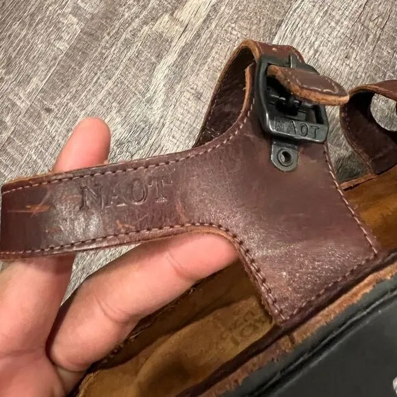 NAOT Brown Leather Buckle Sandals